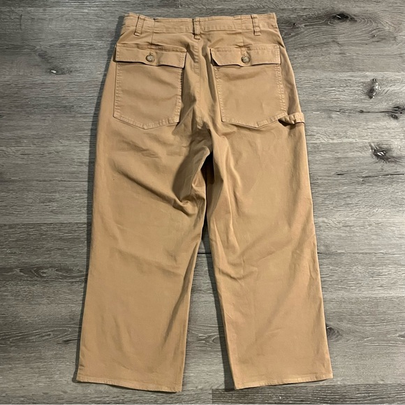 Aritzia Sunday Best Genevieve Wide Leg Cropped Pants Brown Size 10 Utility - Picture 11 of 15